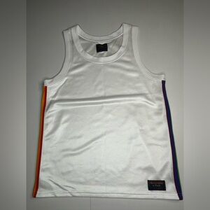 Abercrombie & Fitch Tank Top Mens Small White Rainbow Pride Trim Athletic Shirt